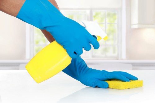 Professional cleaner vacuuming a residential corridor in Marylebone