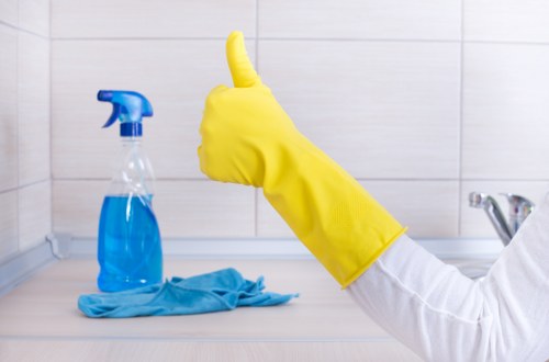 Local cleaners working in a Marylebone apartment during move-out cleaning