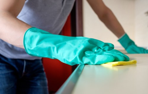 Routine cleaning of desks and meeting rooms in a Marylebone office
